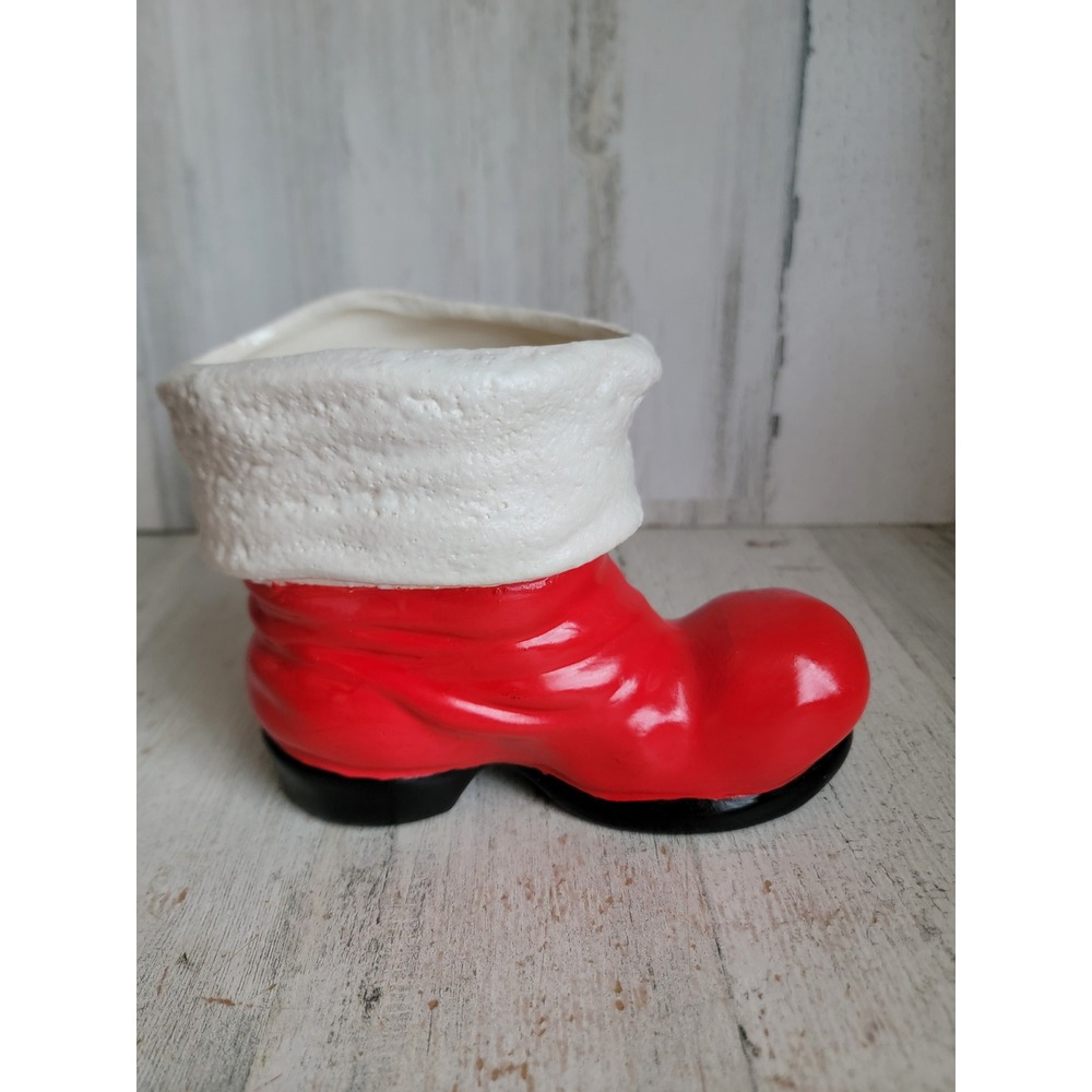 Ceramic vintage Santa Claus boot vase planter container ceramic home figure